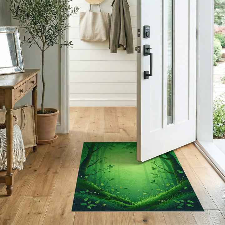 Lush Green Forest Area Rug
