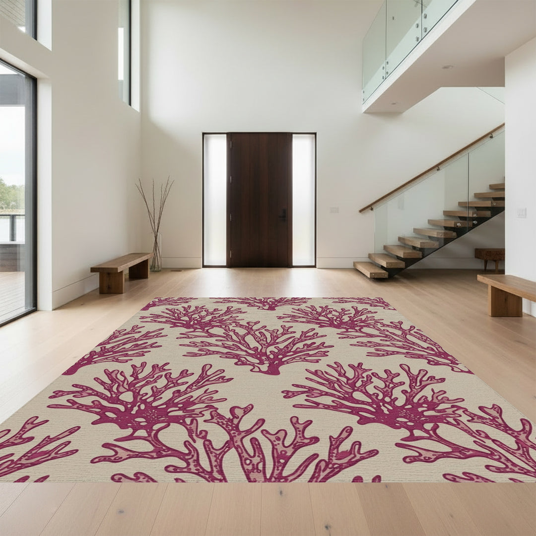 Crimson Coral Branch Repeats Rug
