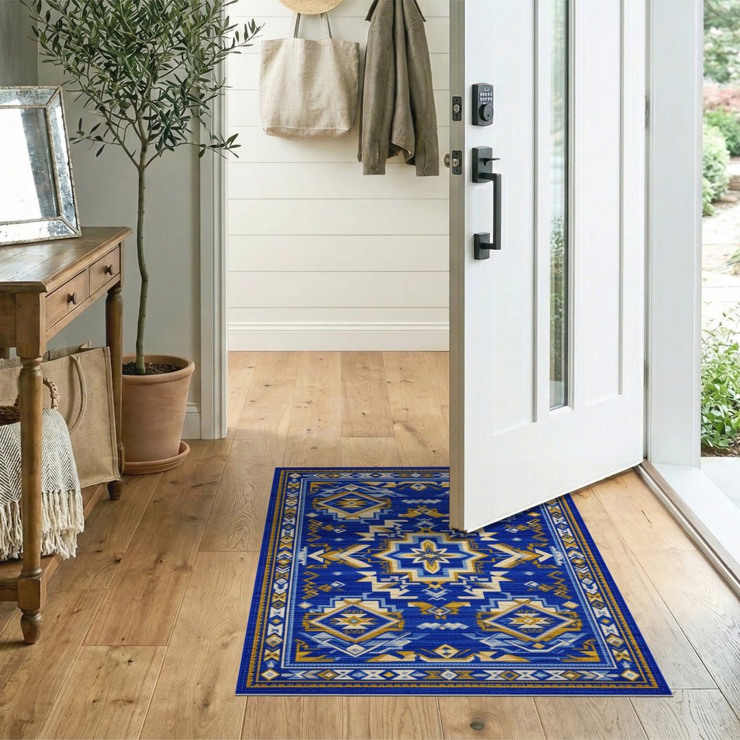 Geometric Blue Southwestern Geometric Area Rug