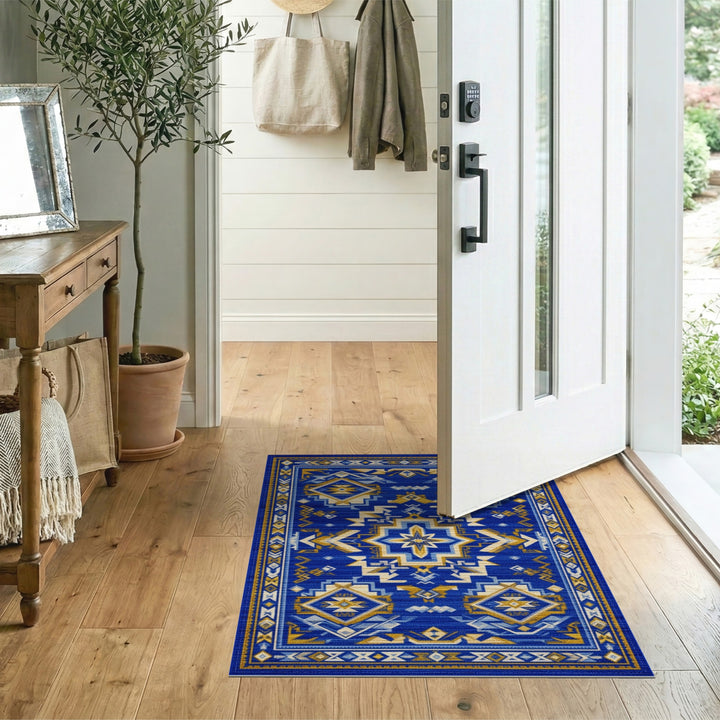 Geometric Blue Southwestern Geometric Area Rug