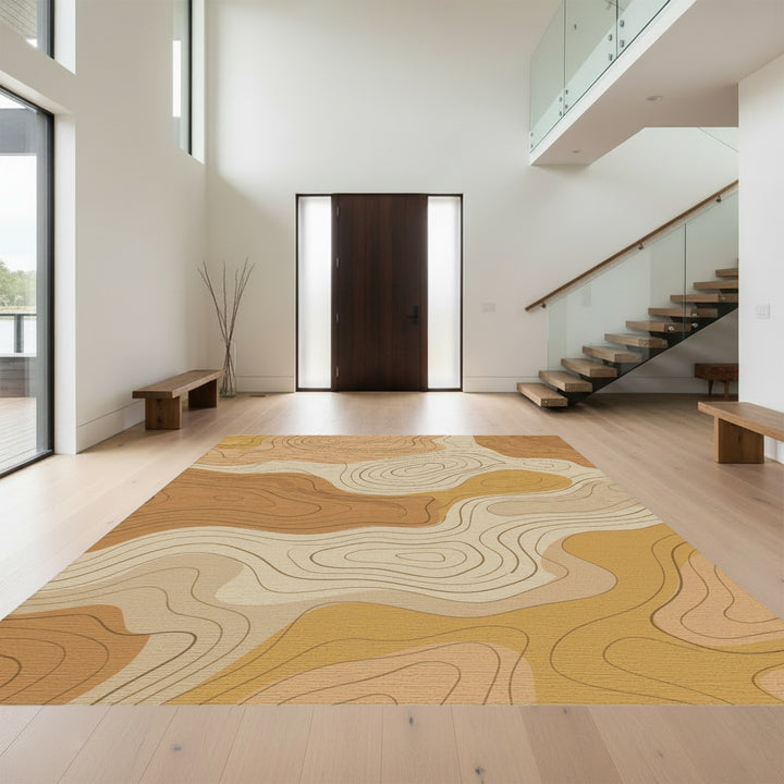 Earthy Tone Contour Abstract Rug