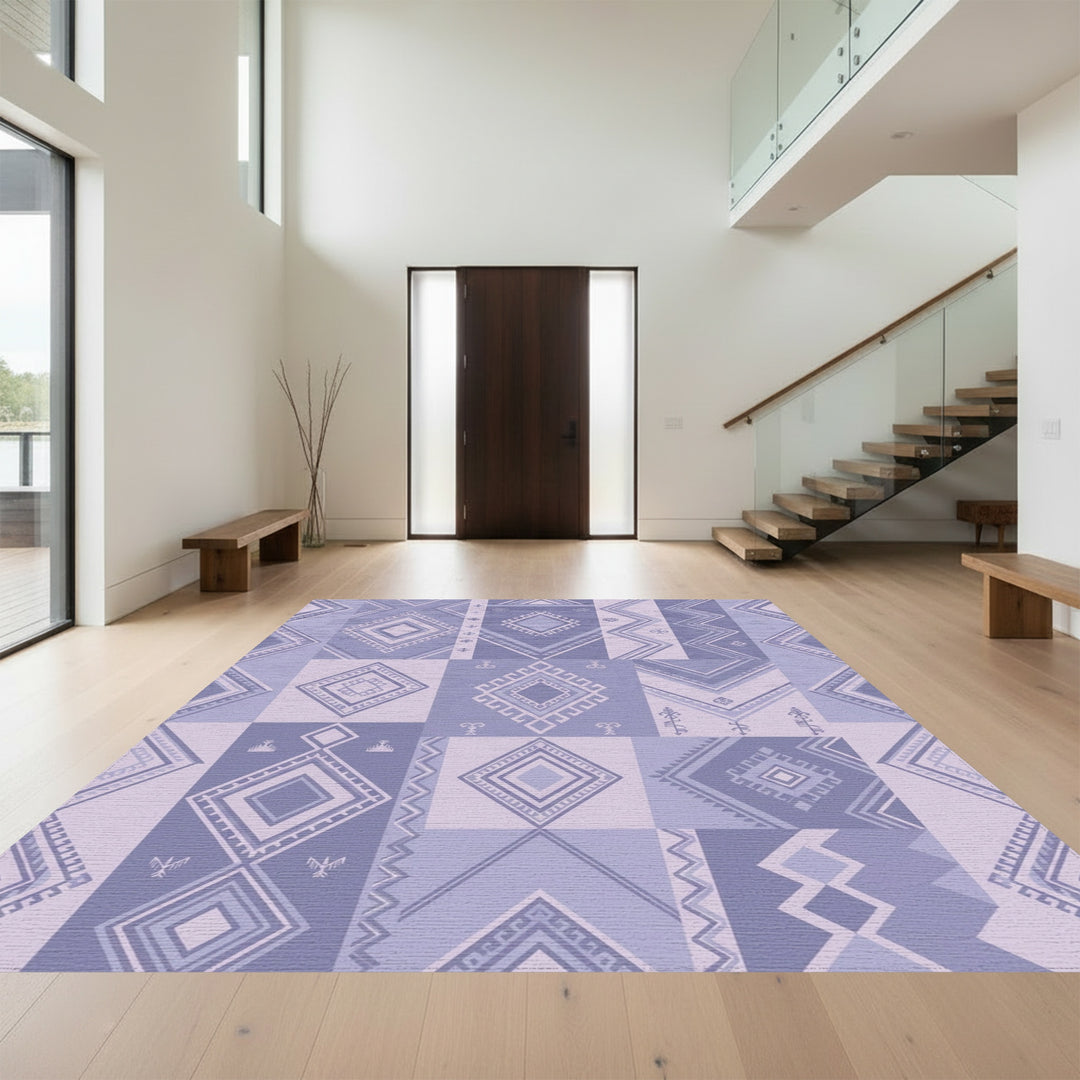 Lavender Geometric Diamond Patchwork Rug