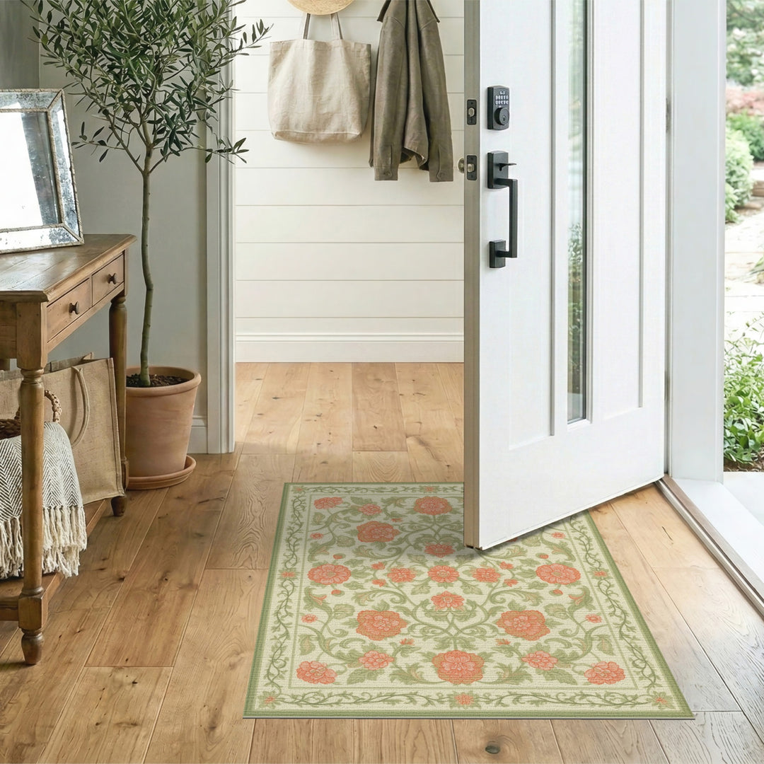 Pink ODIKA Pink Floral Vintage Area Rug