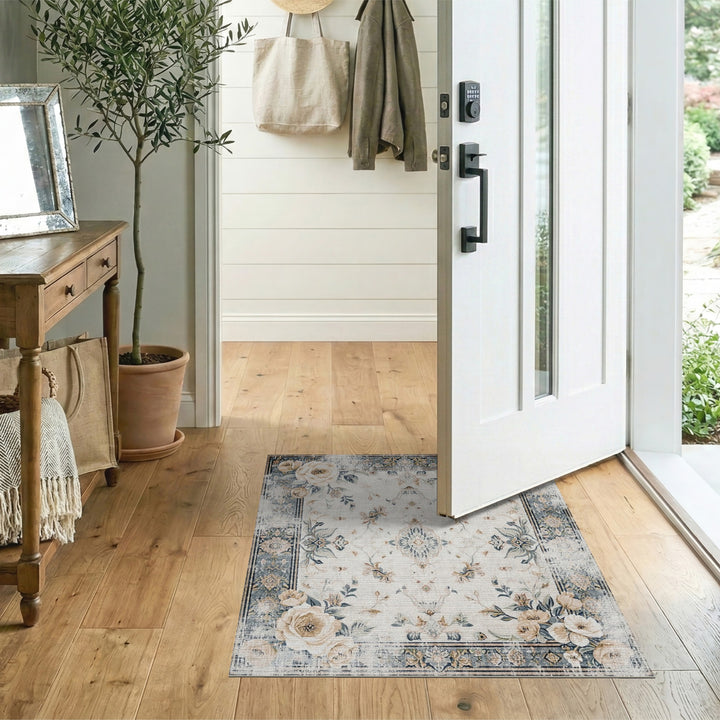 Vintage Floral Beige Area Rug