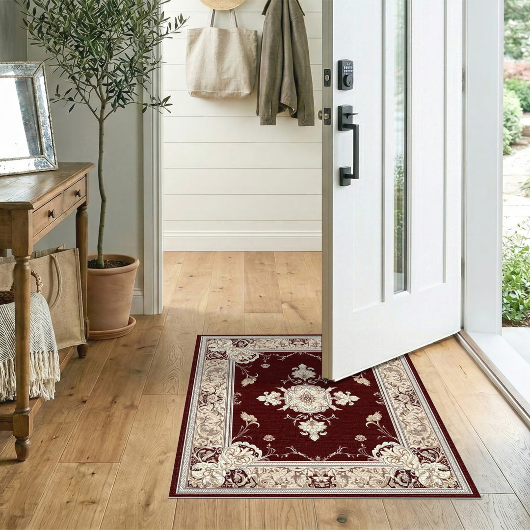 Red Persian Floral Medallion Area Rug