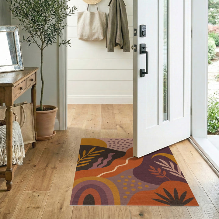 ODIKA Abstract Orange Leaf Area Rug