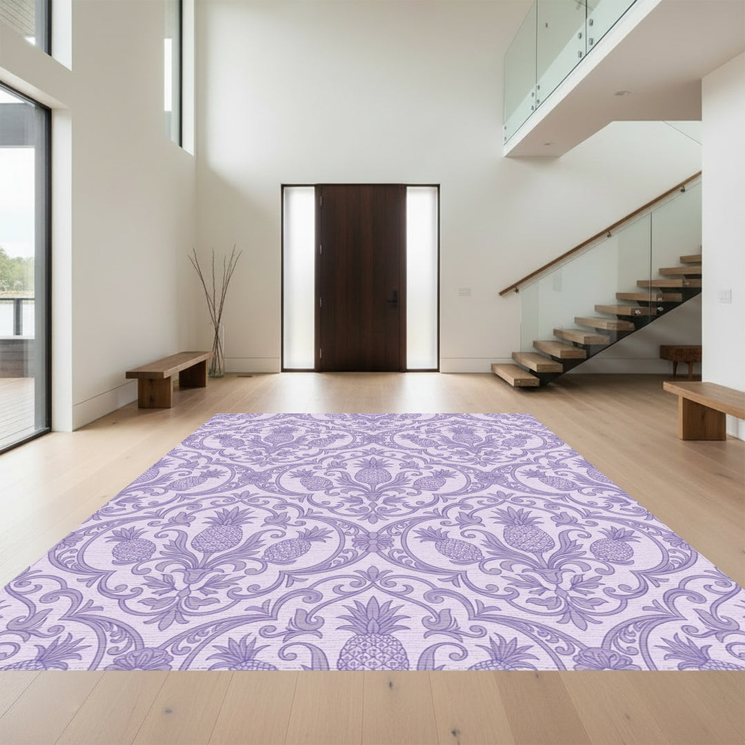 Lavender Damask Pineapple Medallion Rug