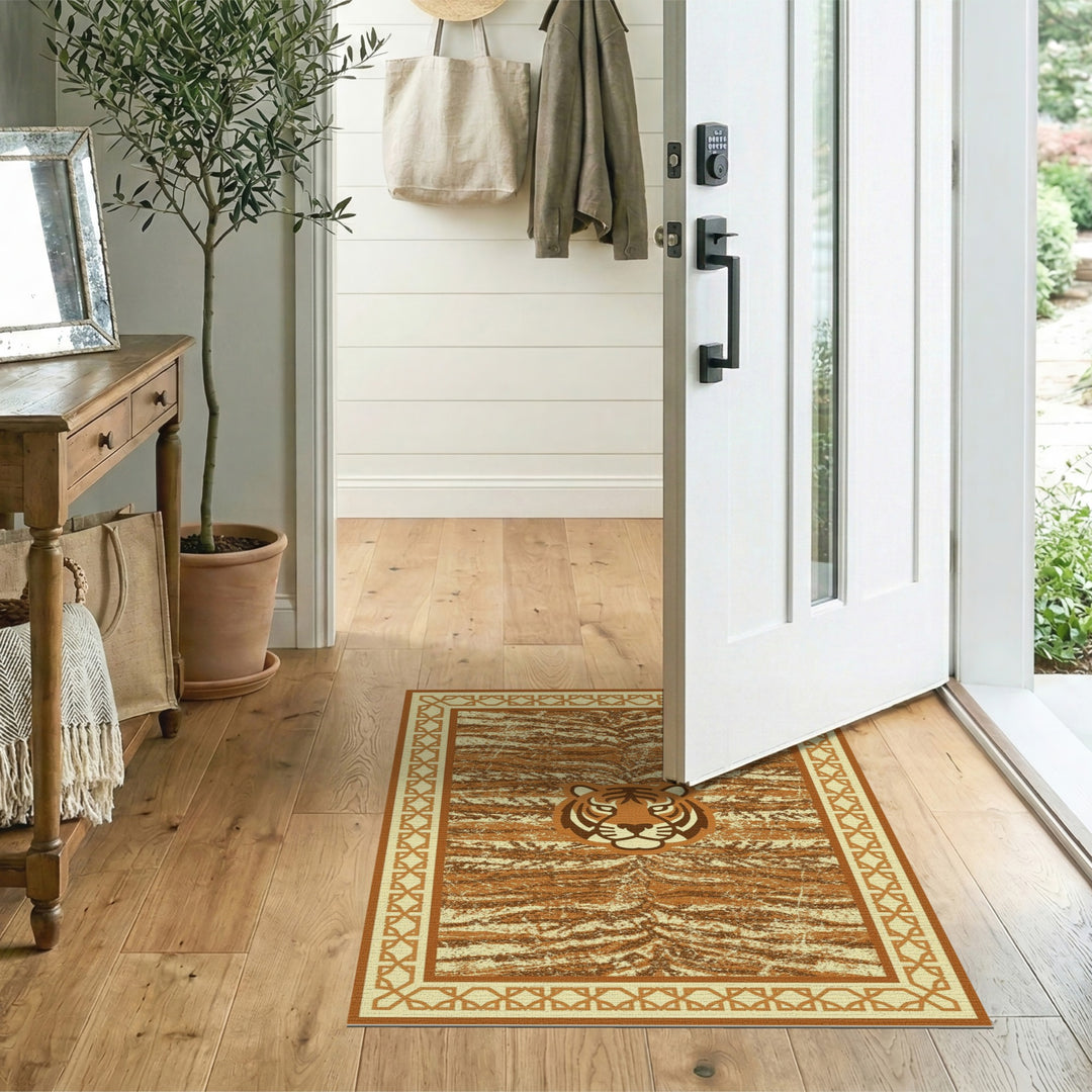 Distressed Tiger Stripe Area Rug