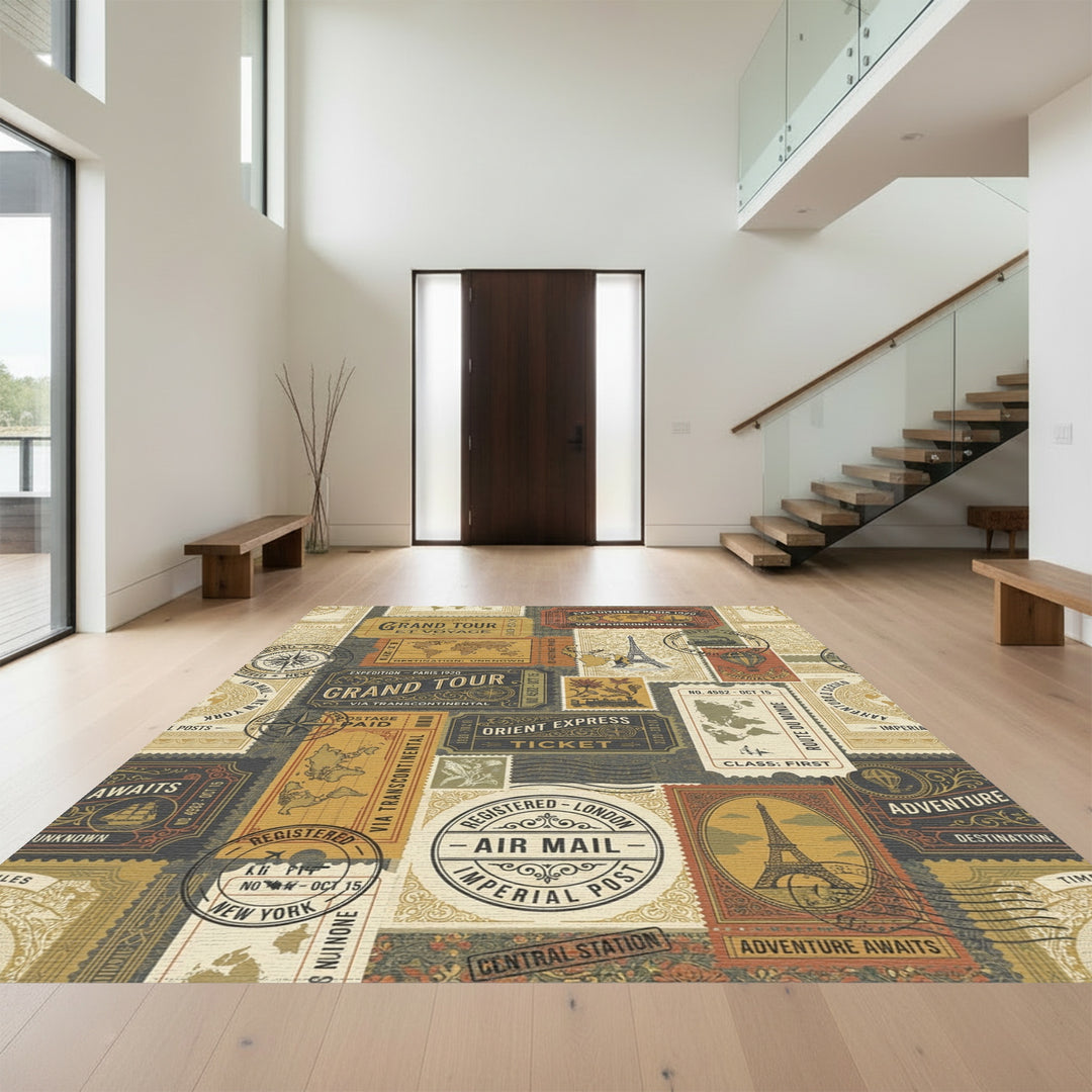 Voyage Ephemera Collage Rug