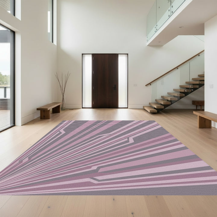 Mauve Pink Rayed Geometric Rug