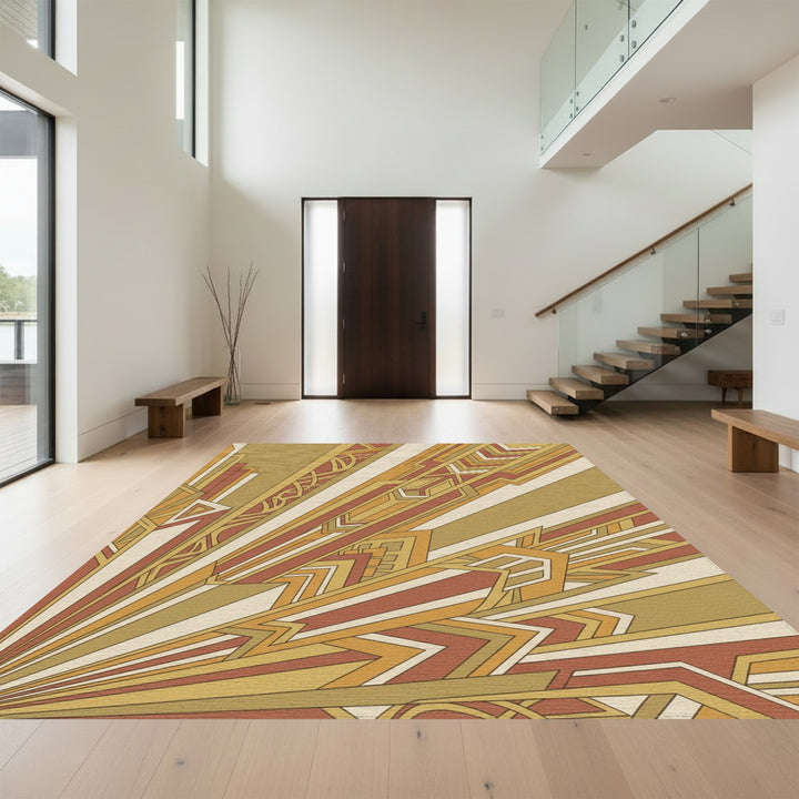 Sunburst Gemstone Geometric Rays Rug
