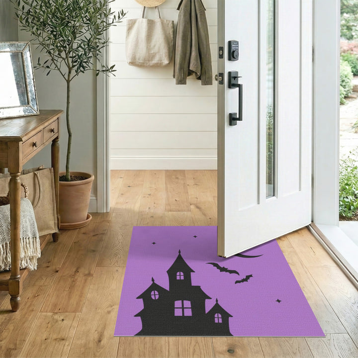 Purple Haunted House Halloween Washable Area Rug