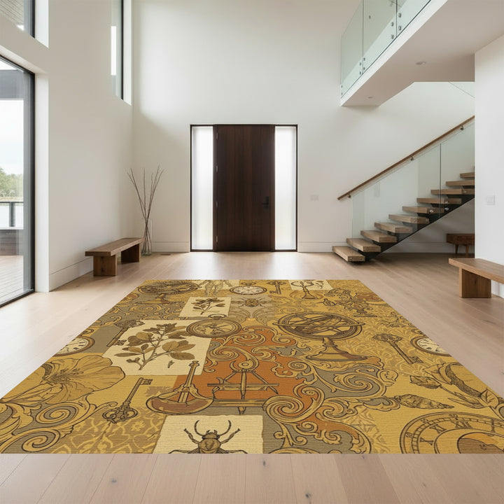 Vintage Sepia Botanical Assemblage Rug