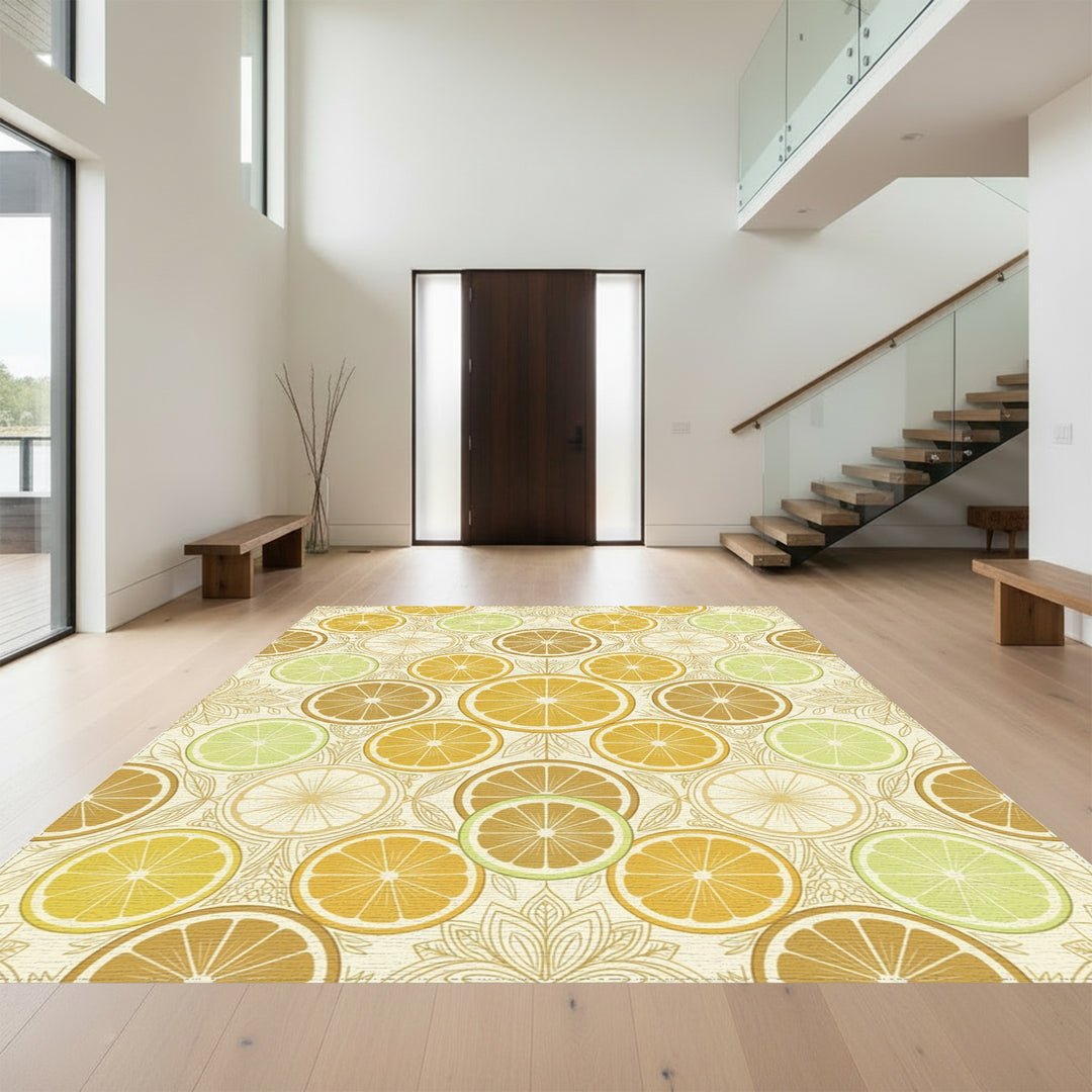 Citrus Slice Medallion Mandala Rug