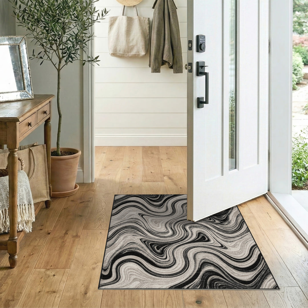 Swirl Abstract Area Black White Abstract Swirl Area Rug