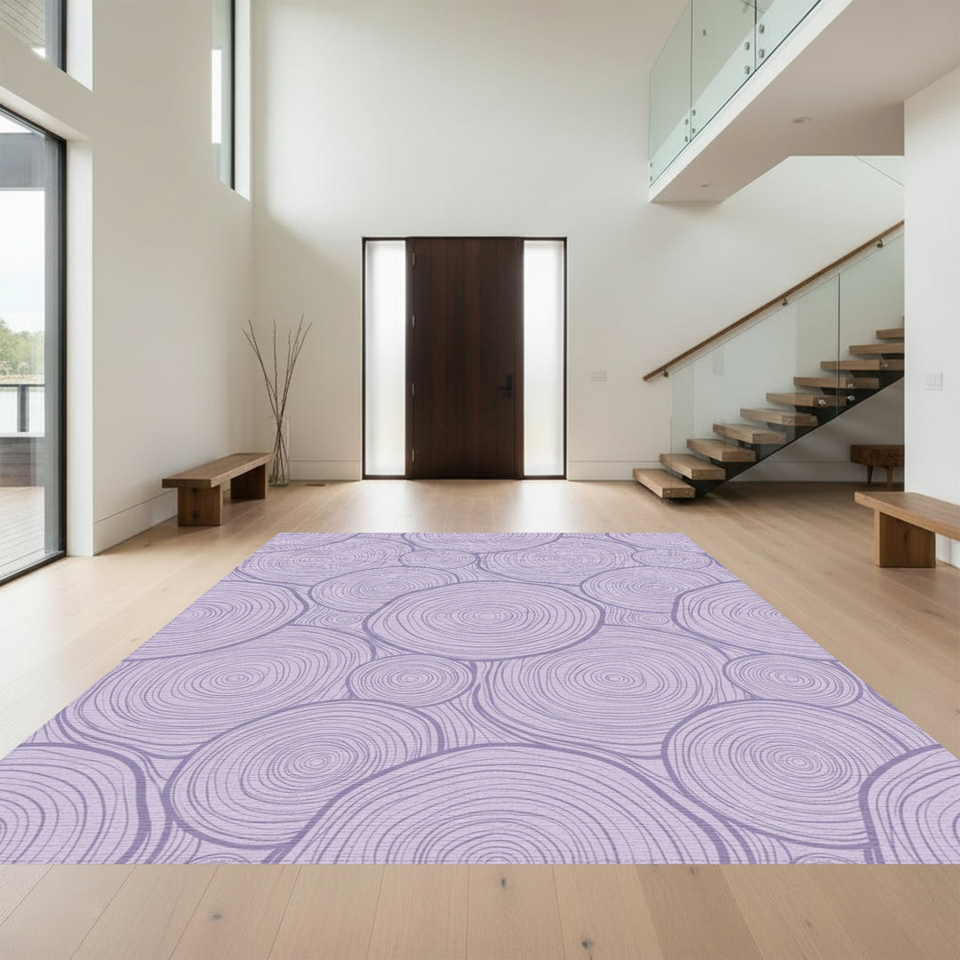 Lavender Wood Grain Circles Rug