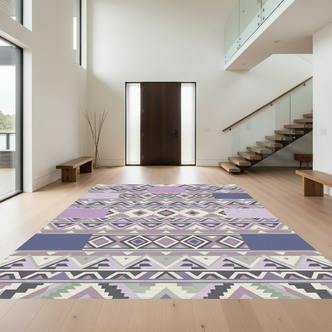 Pastel Geometric Tribal Stripe Rug