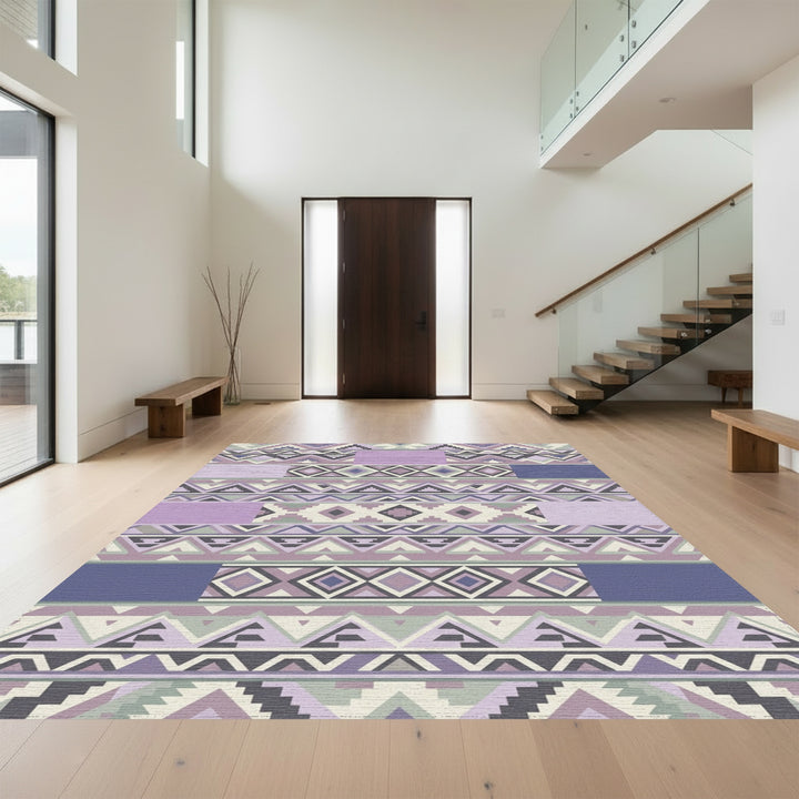 Pastel Geometric Tribal Stripe Rug