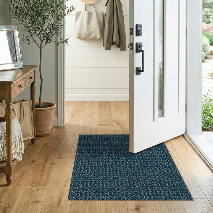 Blue Teal Geometric Loop Area Rug