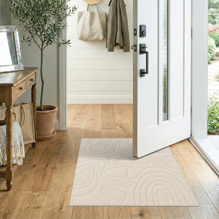 Beige Organic Abstract Area Rug