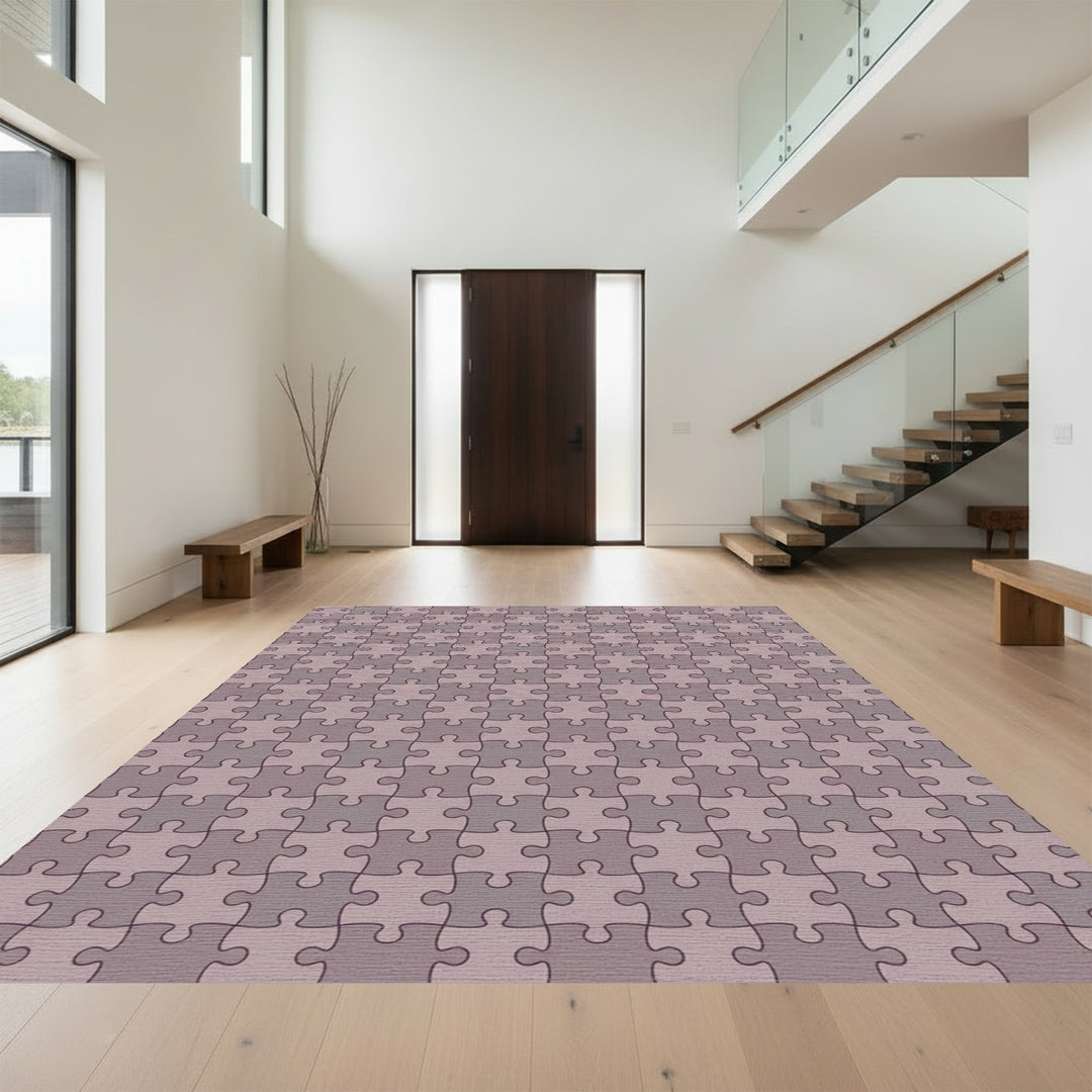 Taupe Puzzle Piece Repeating Field Rug