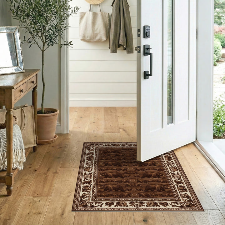 Brown Bear Wilderness Rustic Area Rug