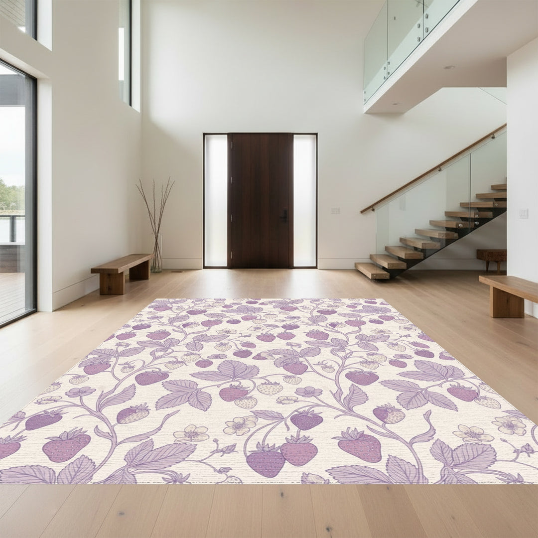 Lavender Strawberry Vine Blossom Rug