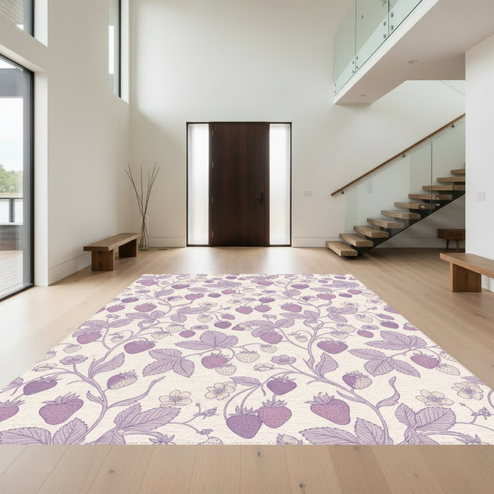 Lavender Strawberry Vine Blossom Rug