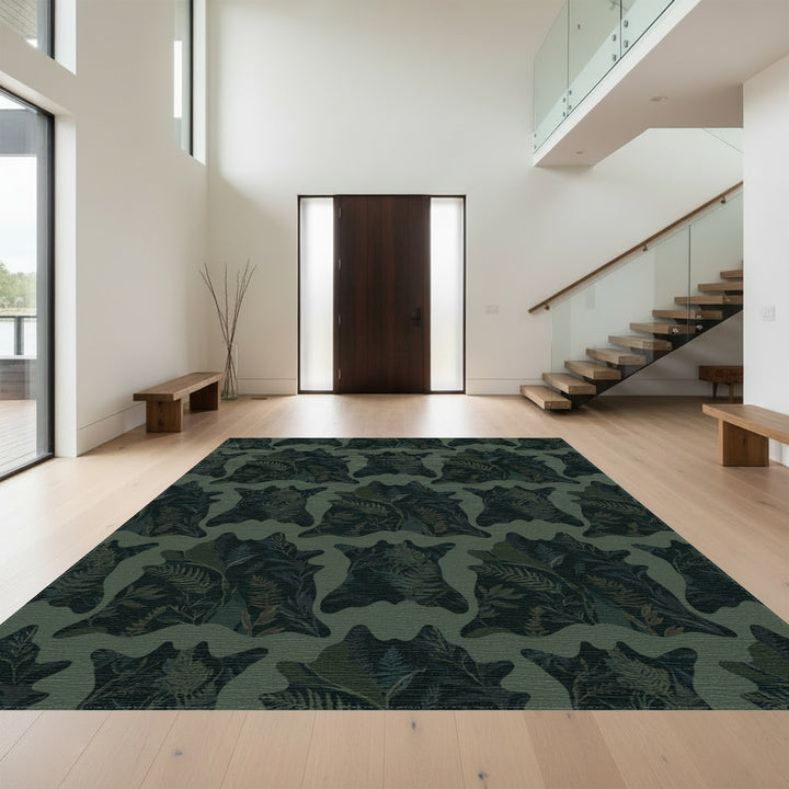Dark Forest Foliage Animal Pelt Rug