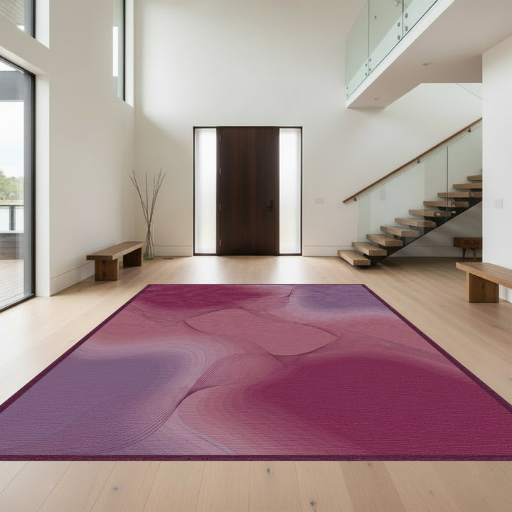 Crimson Plum Gradient Swirl Rug