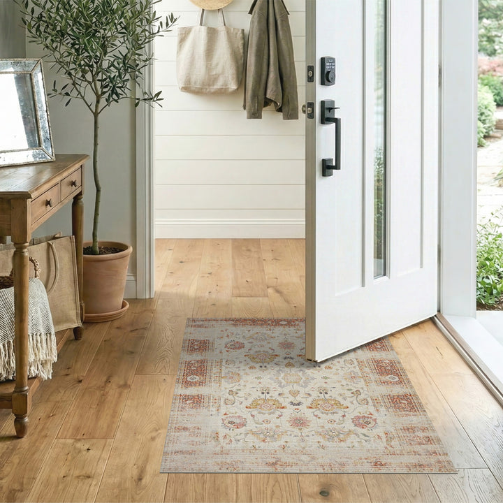 Vintage Floral Beige Area Rug