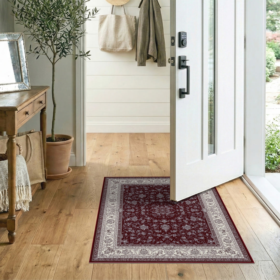 Burgundy Red Floral Persian Area Rug