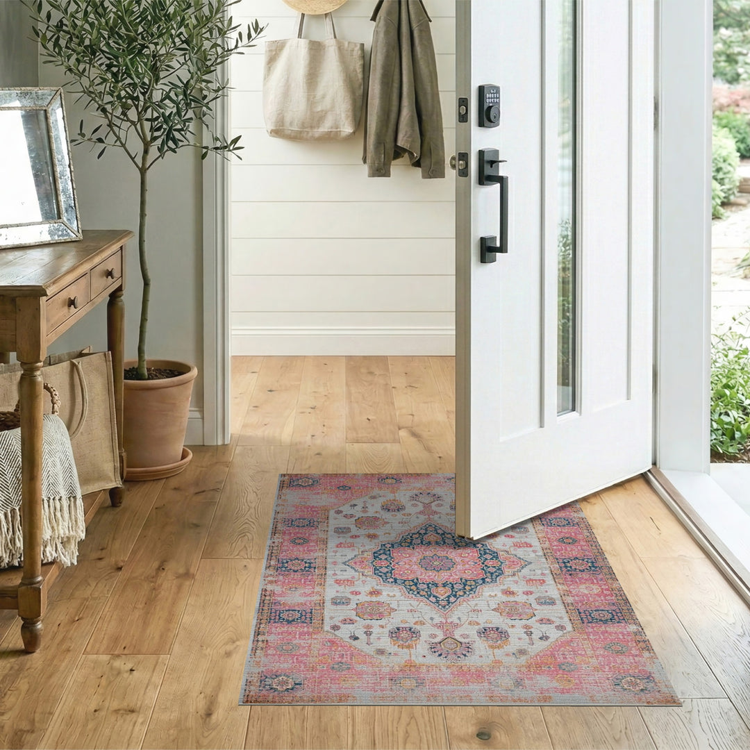 Pink Distressed Vintage Area Rug