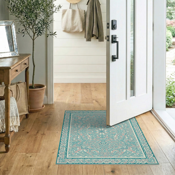 Teal Pink Celtic Knot Area Rug