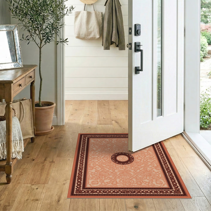 Orange Traditional Persian Orange Traditional Persian Medallion Rug