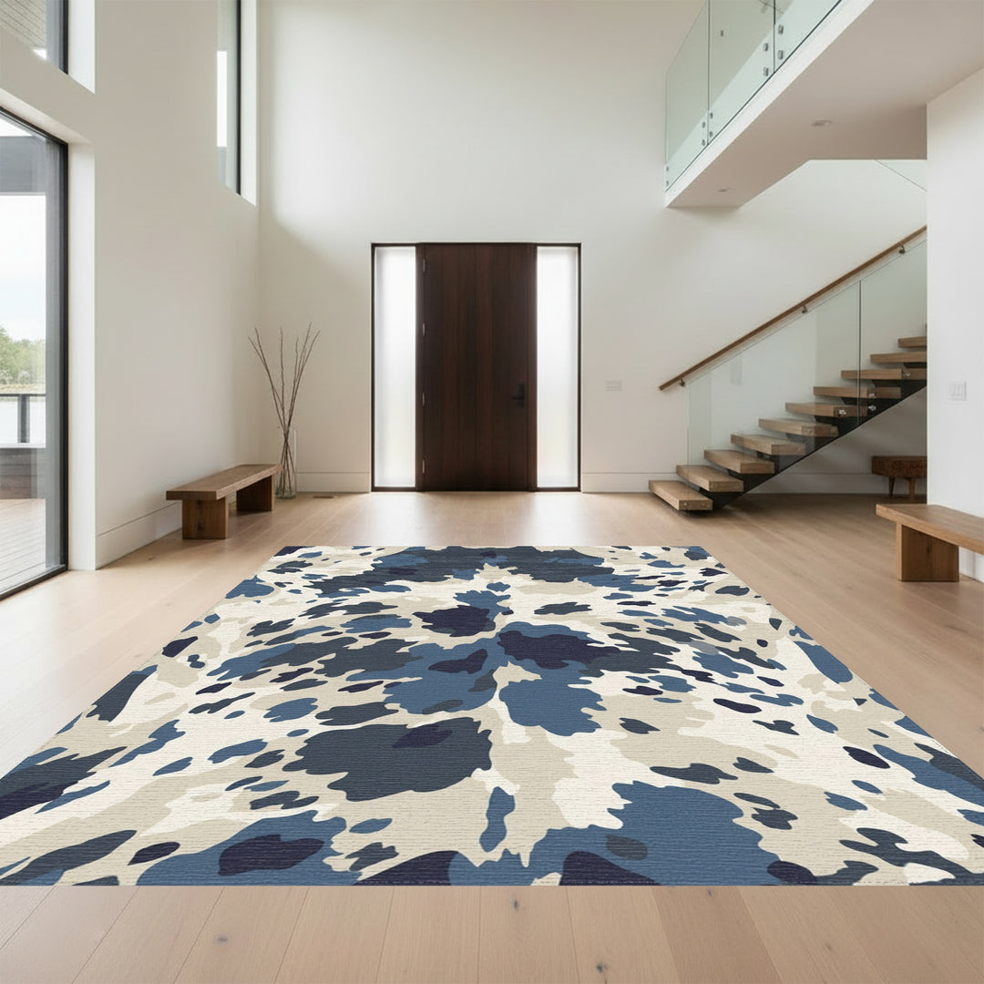 Blue Cream Camo Spots Rug