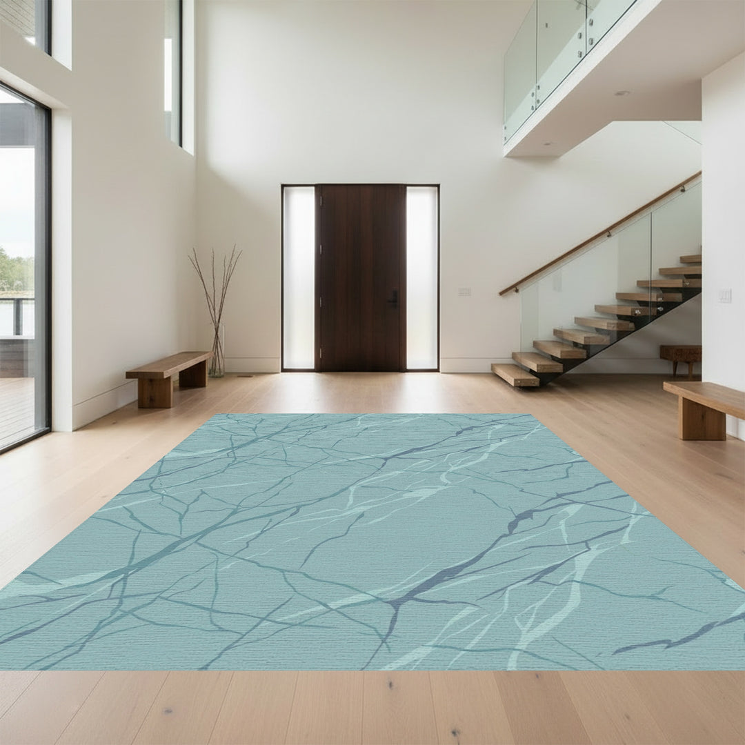 Aqua Blue Marble Vein Rug