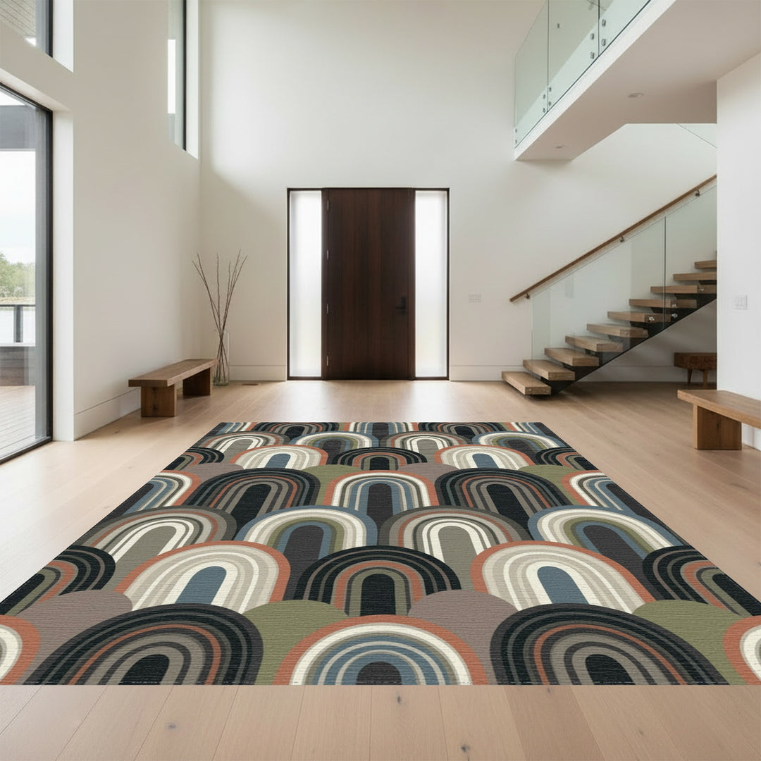 Abstract Arched Layers Earthy Tones Rug