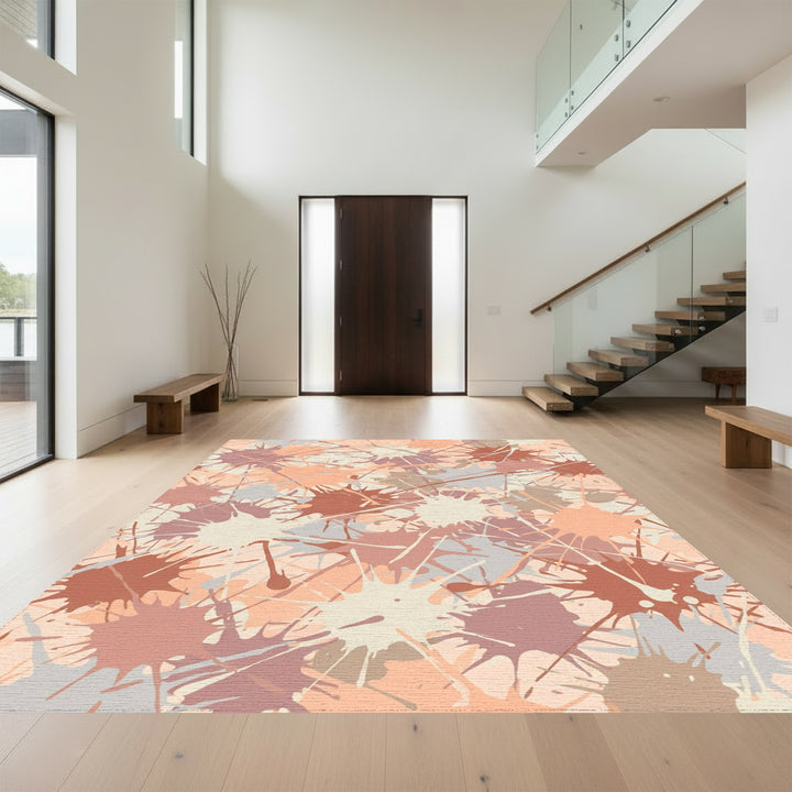 Abstract Terracotta Splatter Paint Rug