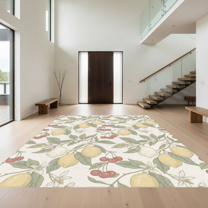 Yellow Lemon Cherry Blossom Branches Rug