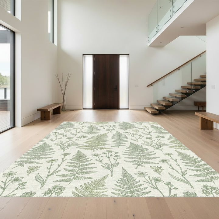 Botanical Fern Meadow Sketch Rug