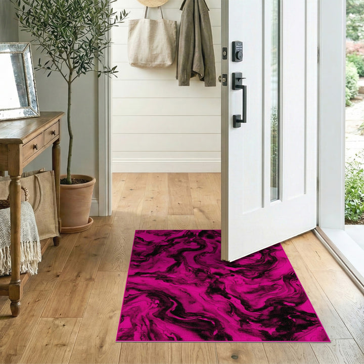 Pink Ink Swirl Abstract Area Rug