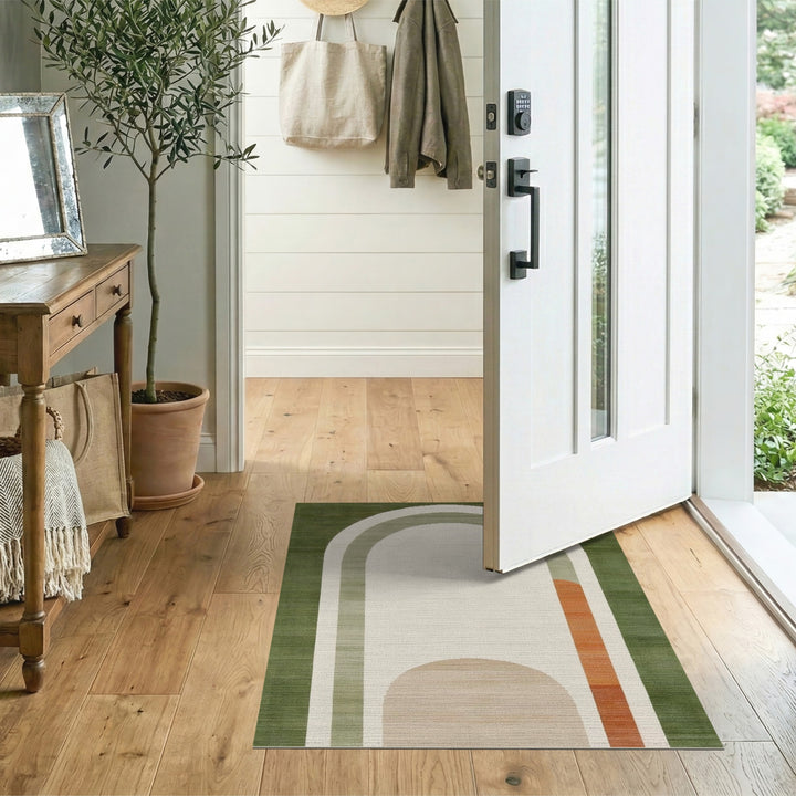 Green Geometric Arch Area Rug
