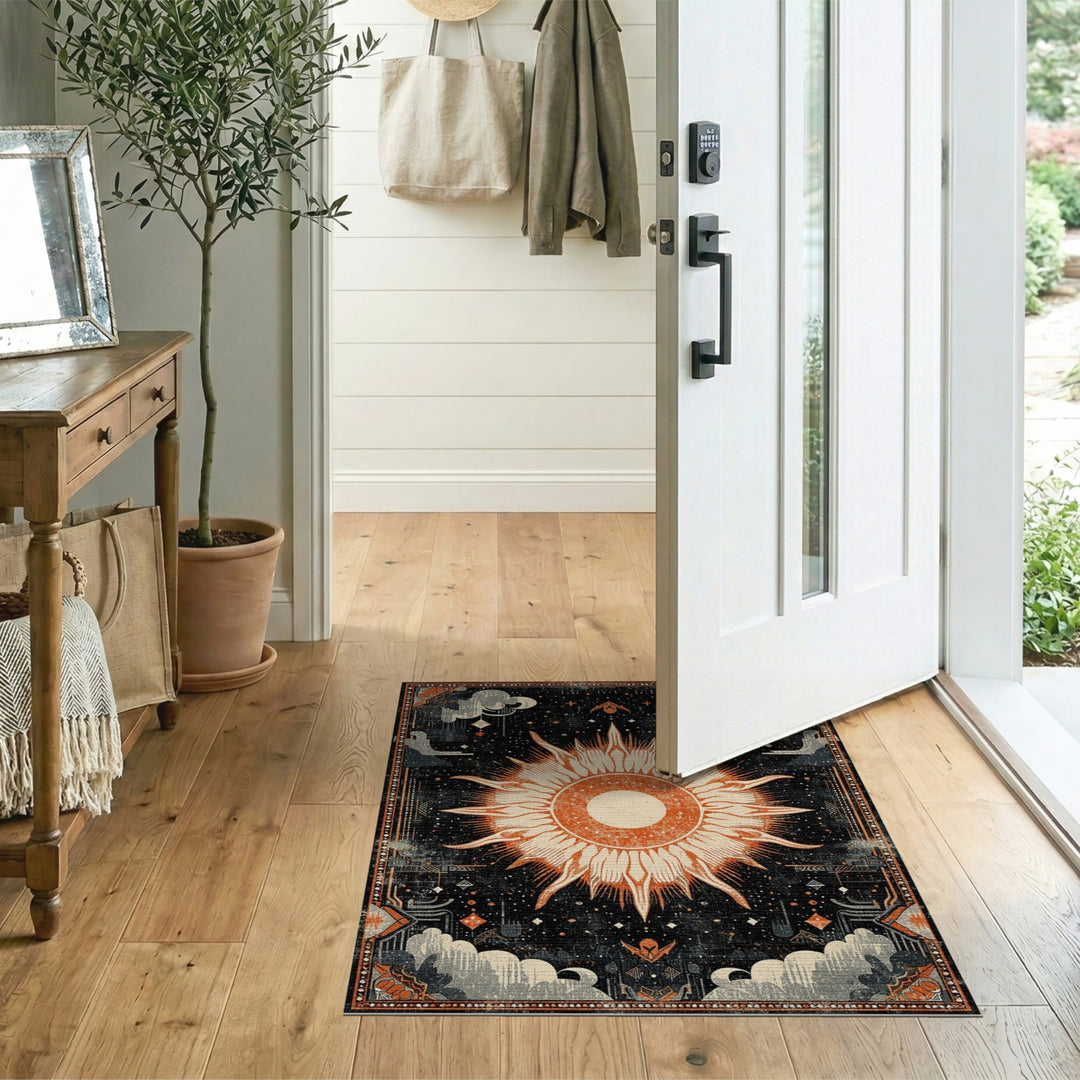 Orange Celestial Sun Area Rug