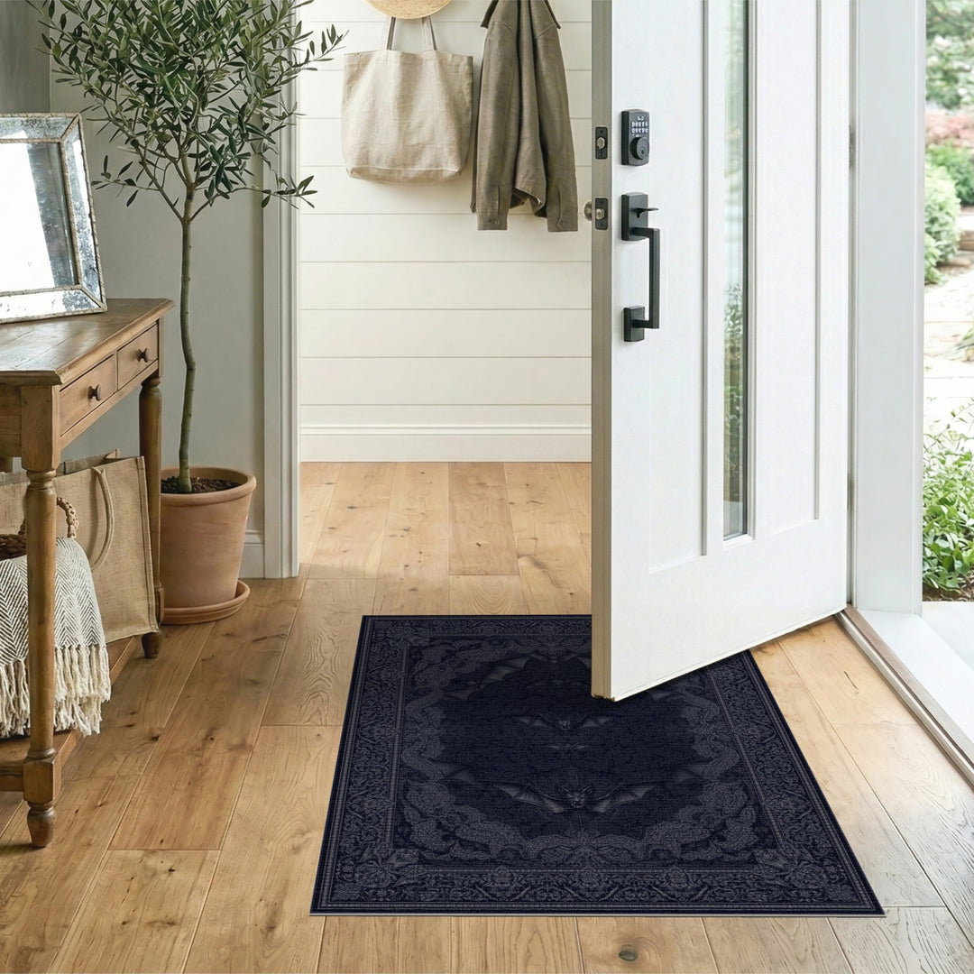 Gothic Bat Black Area Rug