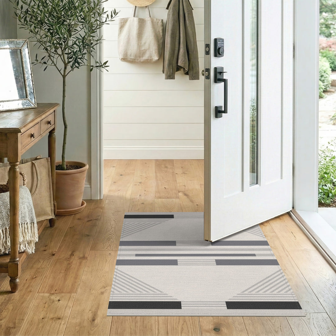 Grey Geometric Area Rug