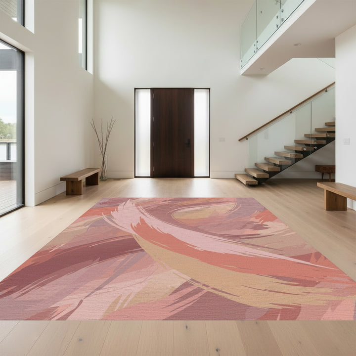 Dusty Rose Brushstroke Swirl Rug