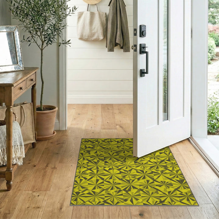 Yellow Geometric Burst Area Rug