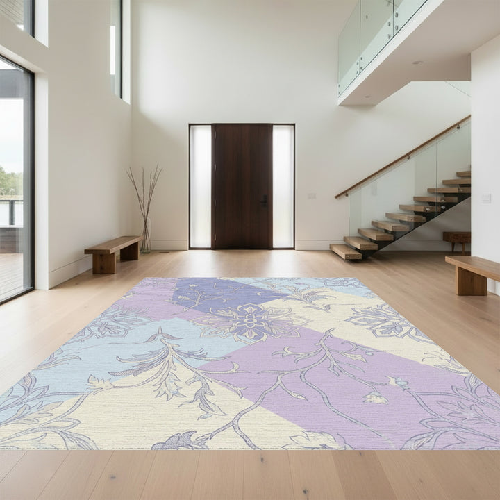 Patchwork Lavender Floral Vine Rug
