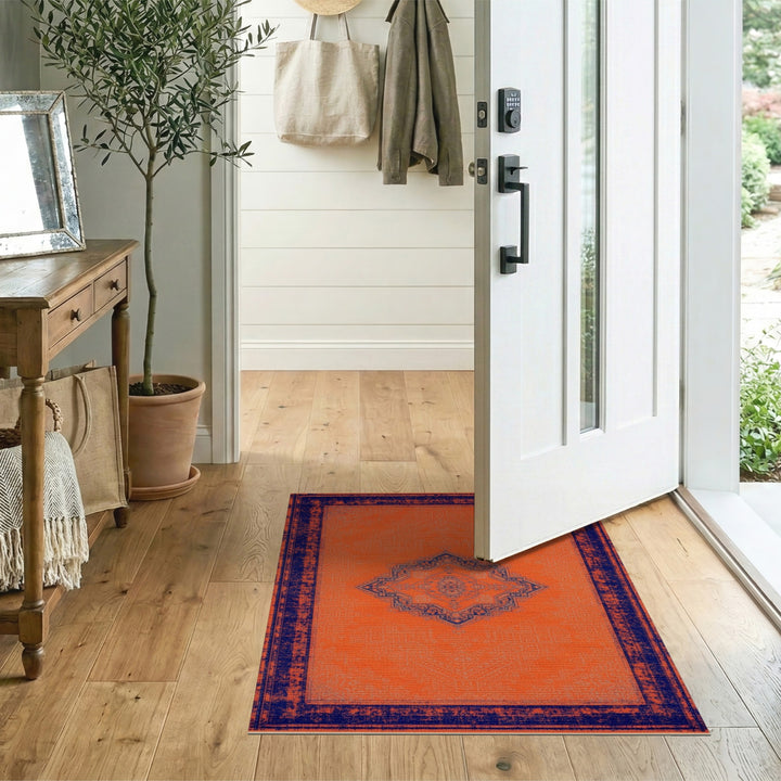 Orange Distressed Vintage Area Rug